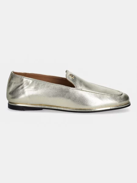 Tommy Hilfiger mokasyny skórzane HILFIGER GOLD LOAFER na płaskim złoty