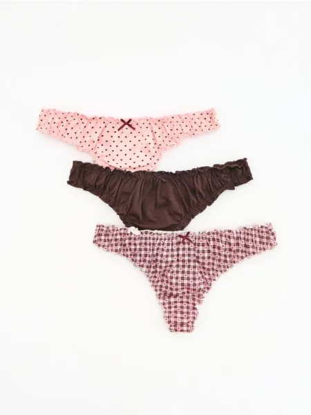 Reserved Set de 3 perechi de chiloți tanga cu roz
