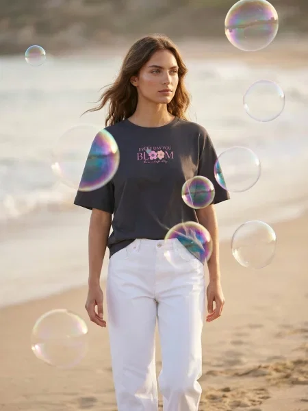 Футболка з квітковим принтом темно-сірий сіра