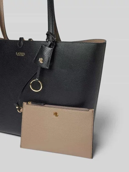 Torba shopper z materiału skóropodobnego Lauren Ralph Lauren czarna