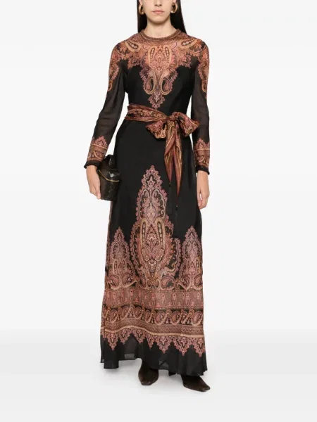 Rochie maxi Zimmermann cu imagine cu model paisley negru