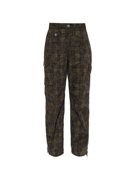Pantaloni cargo Ganni cu model floral cu imagine verde