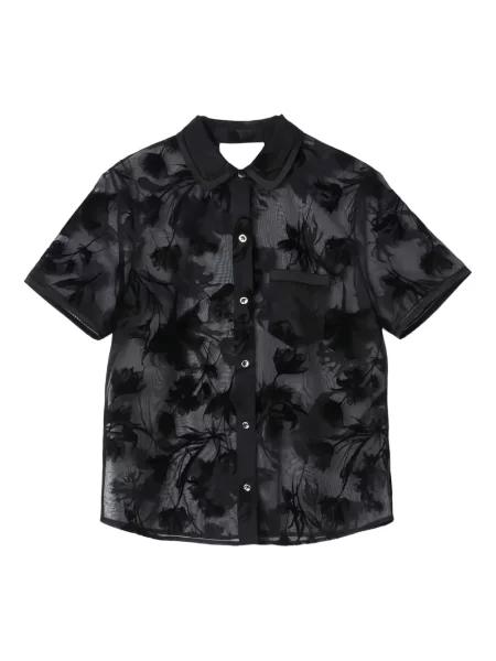 Cămașă 3.1 Phillip Lim cu model floral scurtă negru