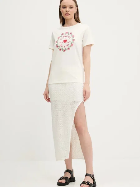 Abercrombie & Fitch spódnica midi prosta beżowy