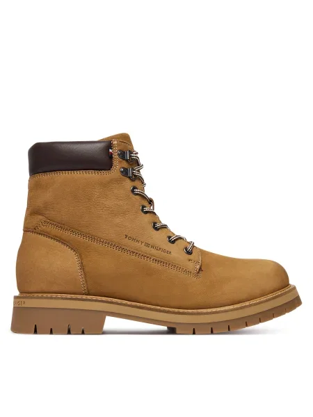 Kožené vysoké topánky Tommy Hilfiger FLEX TH OUTDOOR W NBK BOOT hnedá