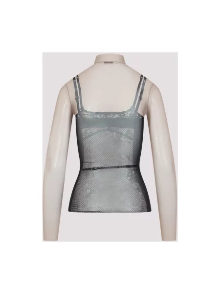 Lniany top Balenciaga czarny