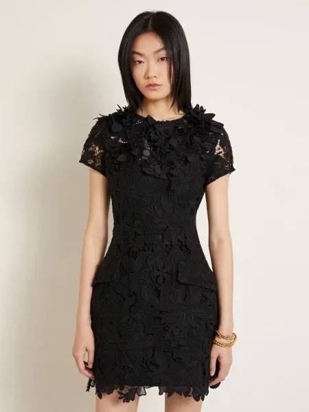 Sportmax Sukienka Koktajlowa Ala Z Koronki schwarz czarna