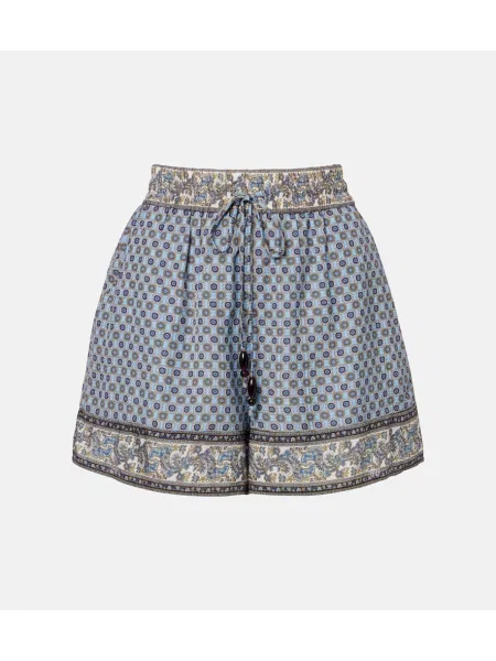 Krótkie szorty Veronica Beard z nadrukiem niebieskie
