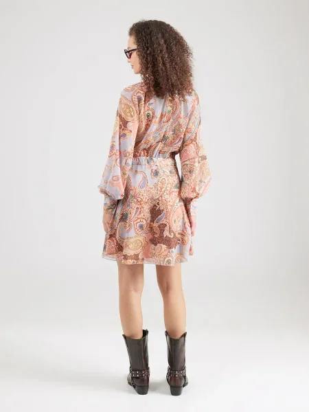 GUESS Rochie maro închis / galben muștar / gri deschis / deschis portocaliu