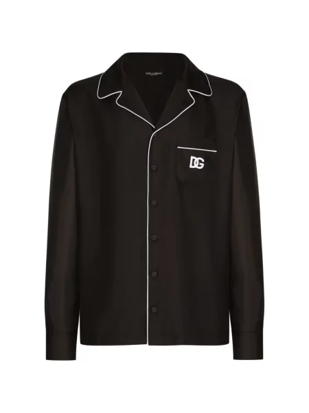 Cămașă Dolce & Gabbana cu broderie de mătase negru