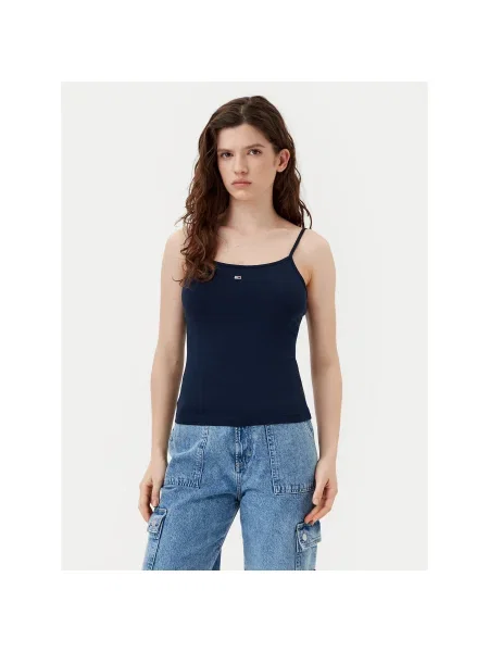 Tommy Jeans Felső Essential Slim Fit sötétkék