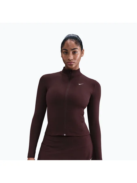 Bluză de antrenament pentru femei Nike One Fitted Dri-Fit Full-Zip burgundy crush/white alb