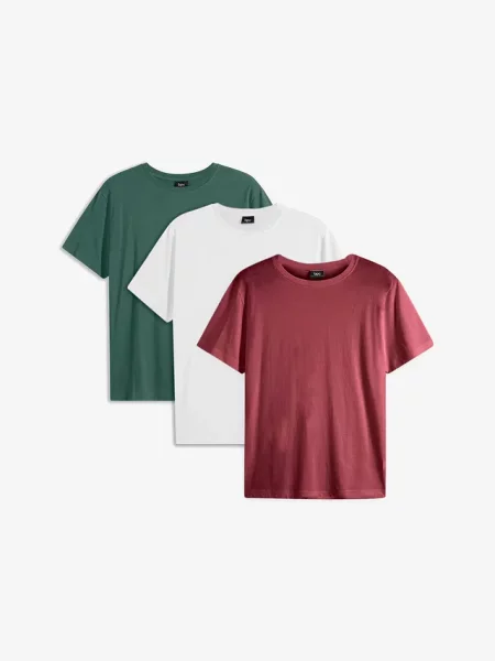 T-shirt regular fit 3 szt. czerwona