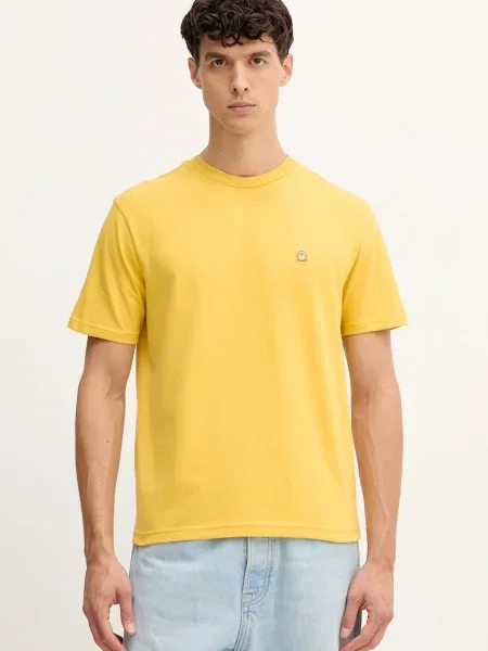 Тениска United Colors of Benetton зелено с изчистен дизайн жълто