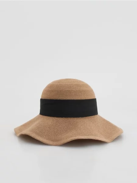 Reserved Pălărie cu fundă galben-pal galben