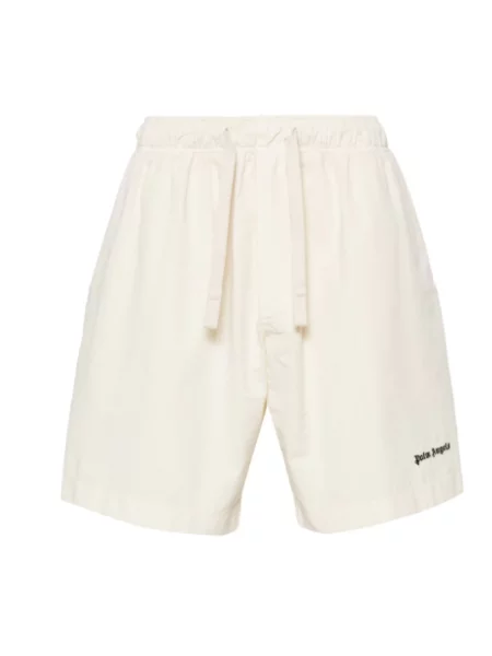 Haftowane bermudy Palm Angels beżowe