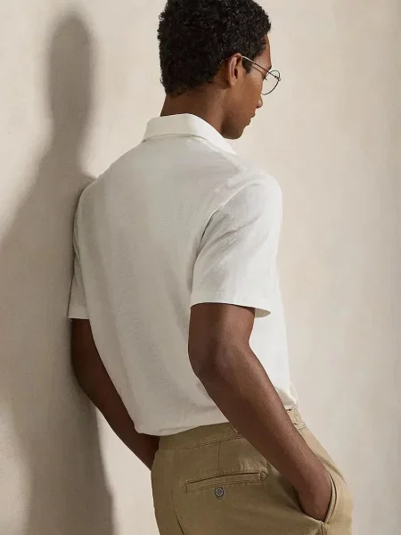 Polo Ralph Lauren Polo tričko se lněnou směsí bílé