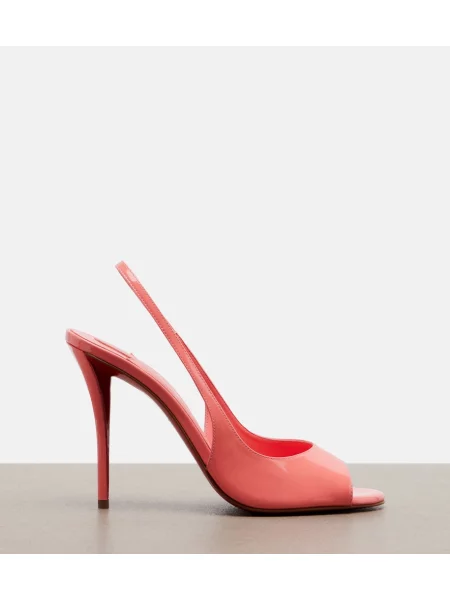 Kožené lakované sandále Christian Louboutin s otvorenou pätou ružová