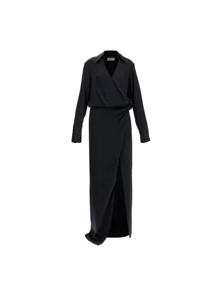 Sukienka maxi The Attico z długim rękawem czarna