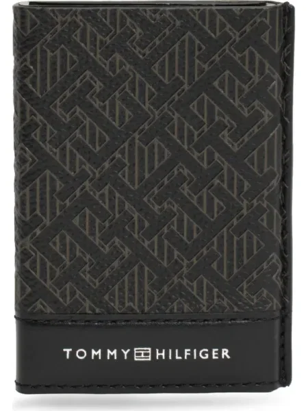Bőr pénztárca Tommy Hilfiger fekete