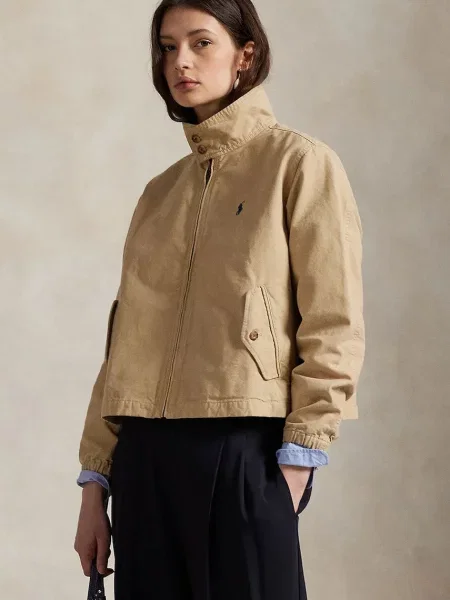 Polo Ralph Lauren jachetă scurtă pentru femei din denim bej