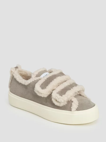 Buty Skórzane Inuikii Shearling Low Velcro szare