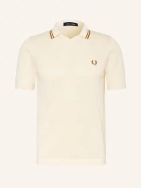 Fred Perry Pletené Polo Tričko krémová hnědá