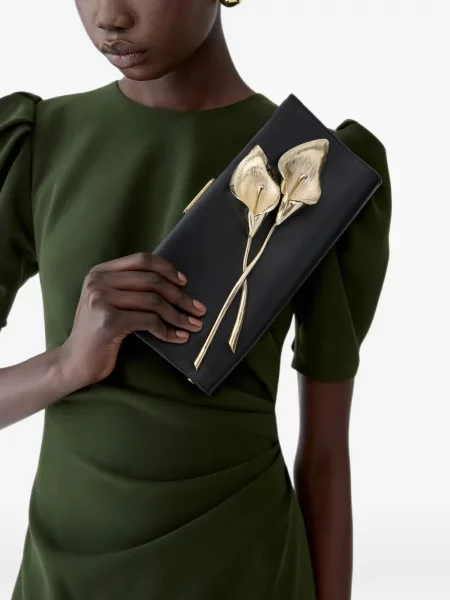 Δερμάτινος clutch Carolina Herrera μαύρο