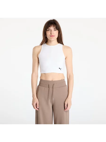 Top Puma Wardrobe Essentials Ribbed Crop Top PUMA White XS λευκό