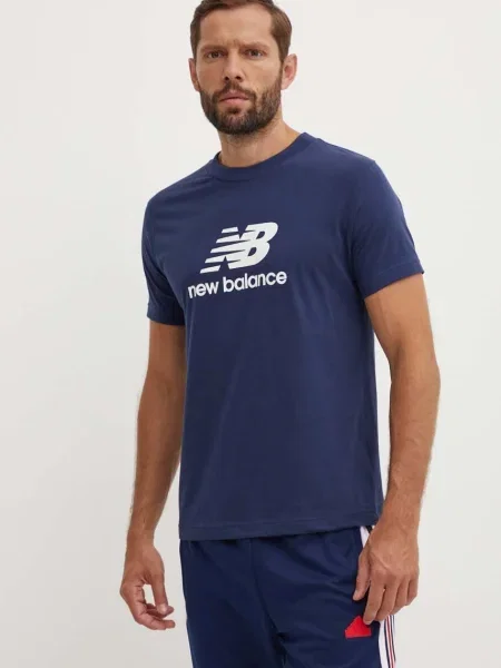 Majica New Balance Sport Essentials za muškarce tamno s tiskom plava