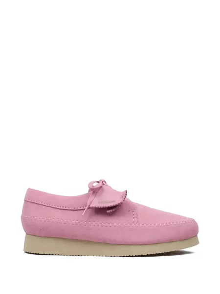 Pantofi derby Clarks Originals cu șireturi din dantelă roz