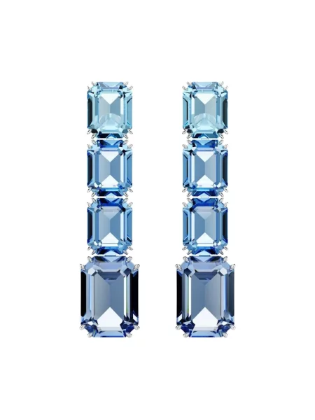 Lniane kolczyki Swarovski niebieskie