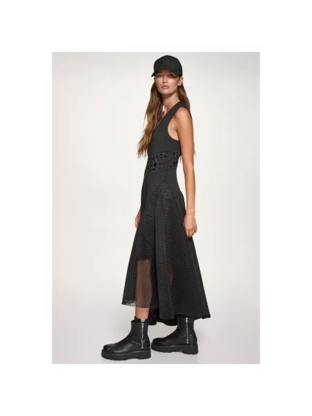 Sukienka Dkny bez rękawów asymetryczna czarna