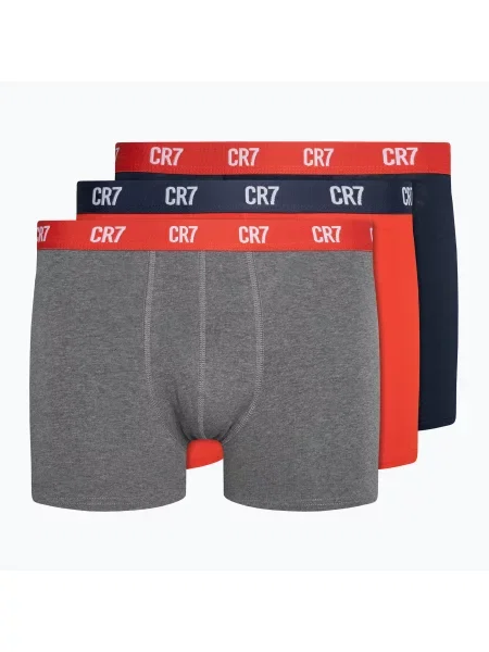 Boxerky Basic Trunk 3 páry grey melange/red/navy bílé