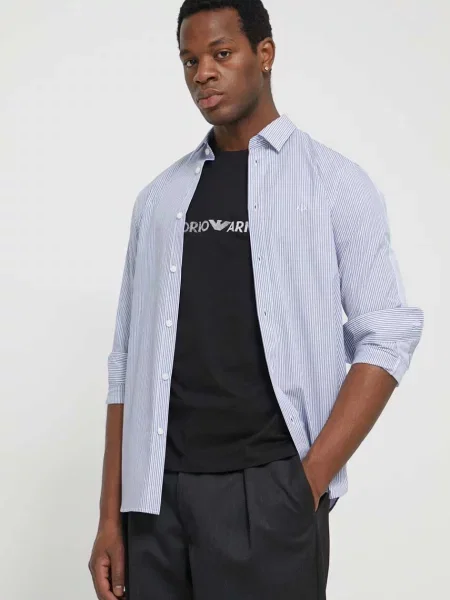 Риза Armani Exchange мъжка със стандартна кройка с класическа яка тъмносиньо