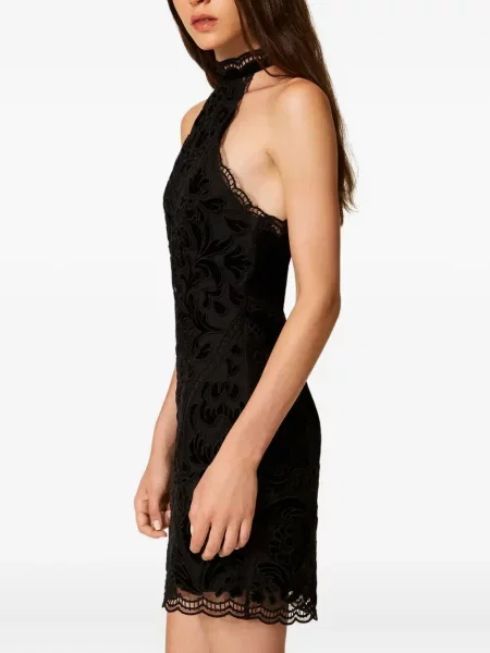 Rochie mini Twinset cu broderie de costum negru