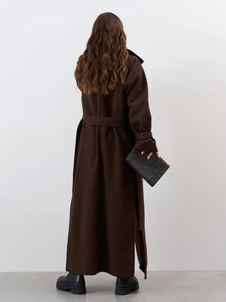 Пальто ISSA Plus темно-коричневий кашемір коричневе