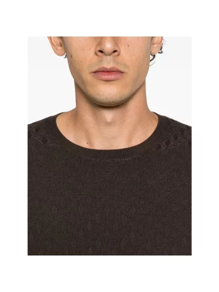 Sweter Emporio Armani z krótkim rękawem brązowy