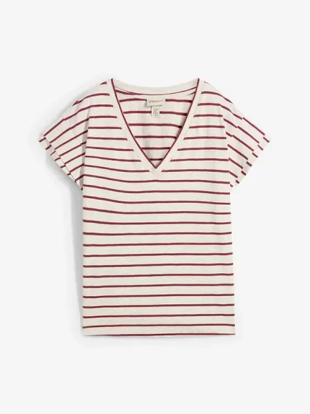 T-shirt z mieszanki bawełny z rękawkami z falbaną beżowa
