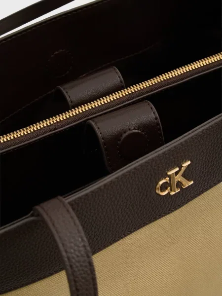 Сумка шоппер Calvin Klein из канваса бежевая