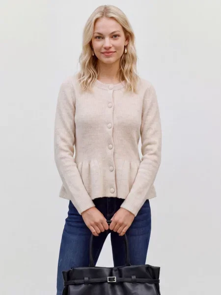 VERO MODA Kardigán VMLOON ekrü