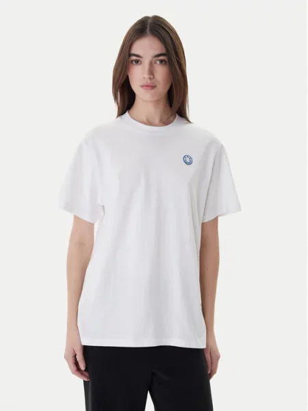 T-shirt o kroju relaxed fit z czystej bawełny model „VINTAGE Hugo Blue biała
