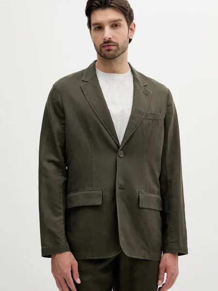Armani Exchange blazer din amestec de in verde