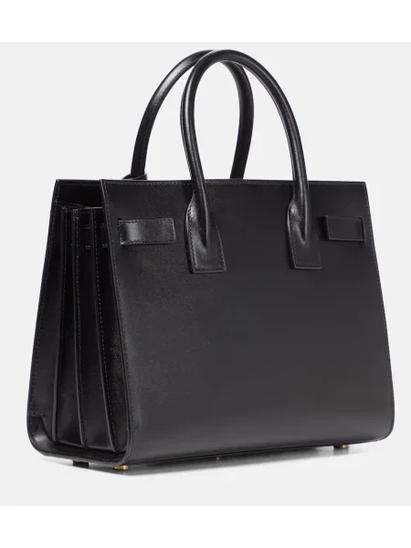 Kožená kožená taška Saint Laurent čierna