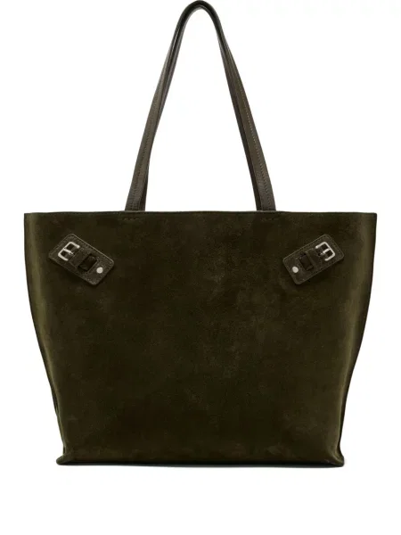 Geantă Proenza Schouler din piele de căprioară cu cataramă verde