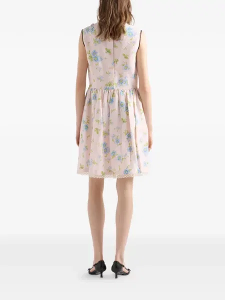 Rochie Prada de in cu model floral cu imagine roz