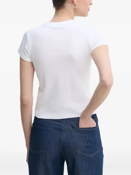 Koszulka A.l.c. z okrągłym dekoltem prążkowana biała