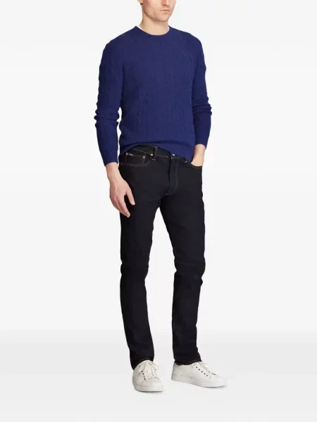 Matlasat tricou polo Polo Ralph Lauren cu decolteu rotund cu autograf roșu