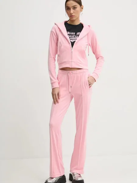 Juicy Couture bluza z kapturem z aplikacją różowy