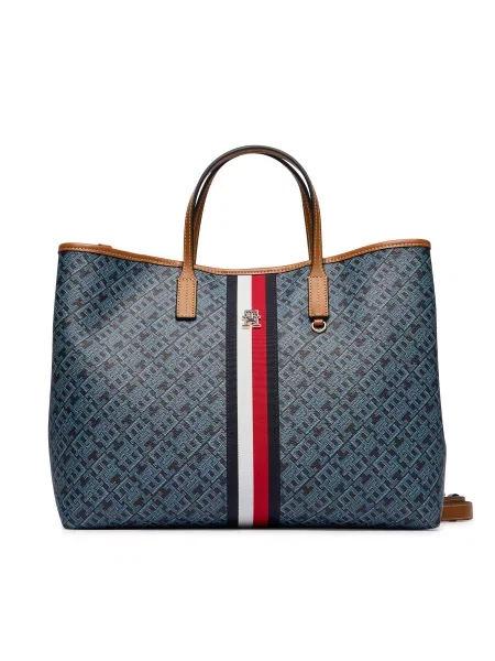 Tommy Hilfiger Дамска чанта Th Monoplay Satchel Corp Тъмносин